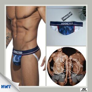 Addicted - Men's Camo Mesh Push-up Jockstrap - Blue